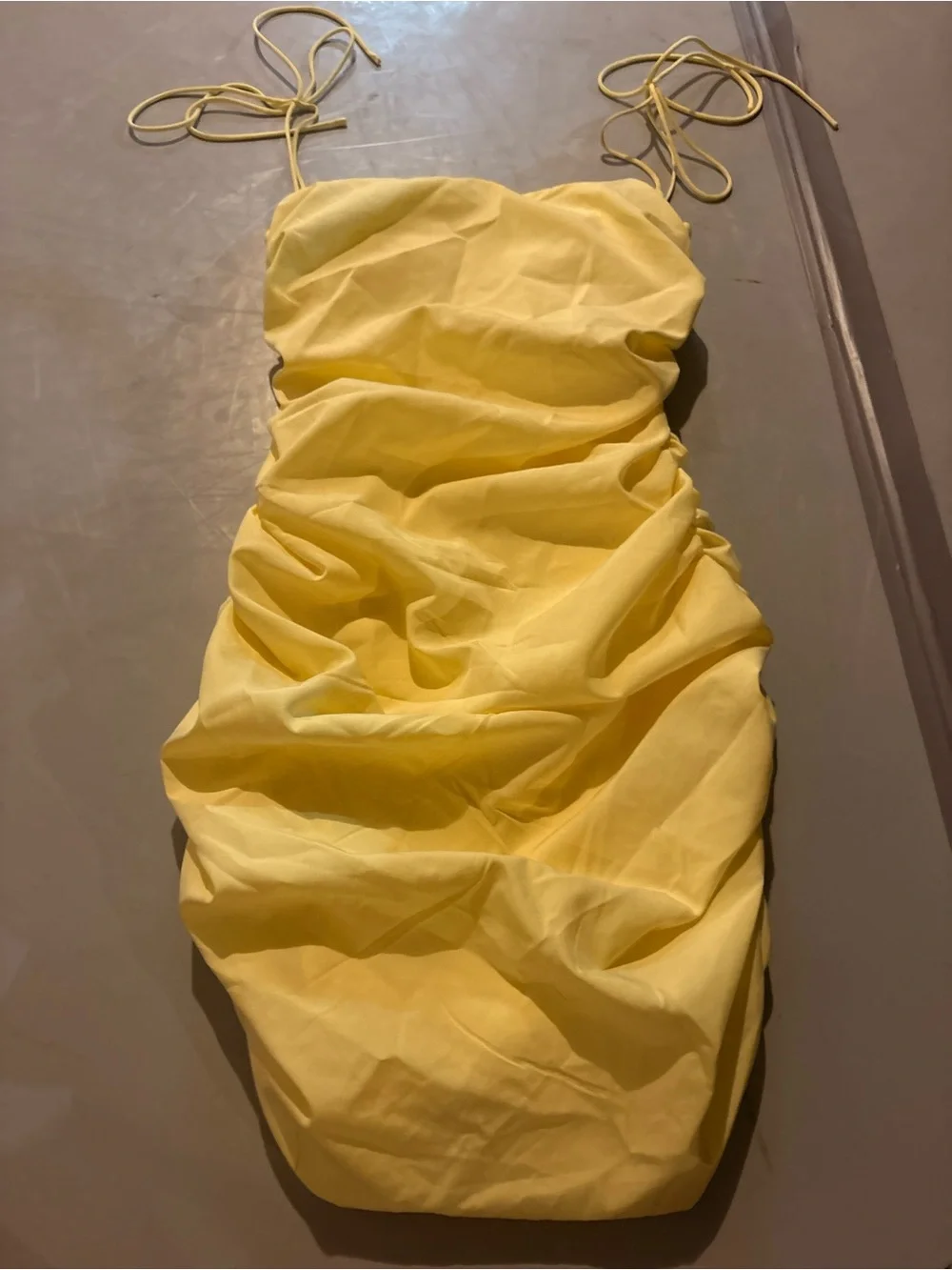 Yellow Ruched Tie-Strap Women’s Princess Polly Dress